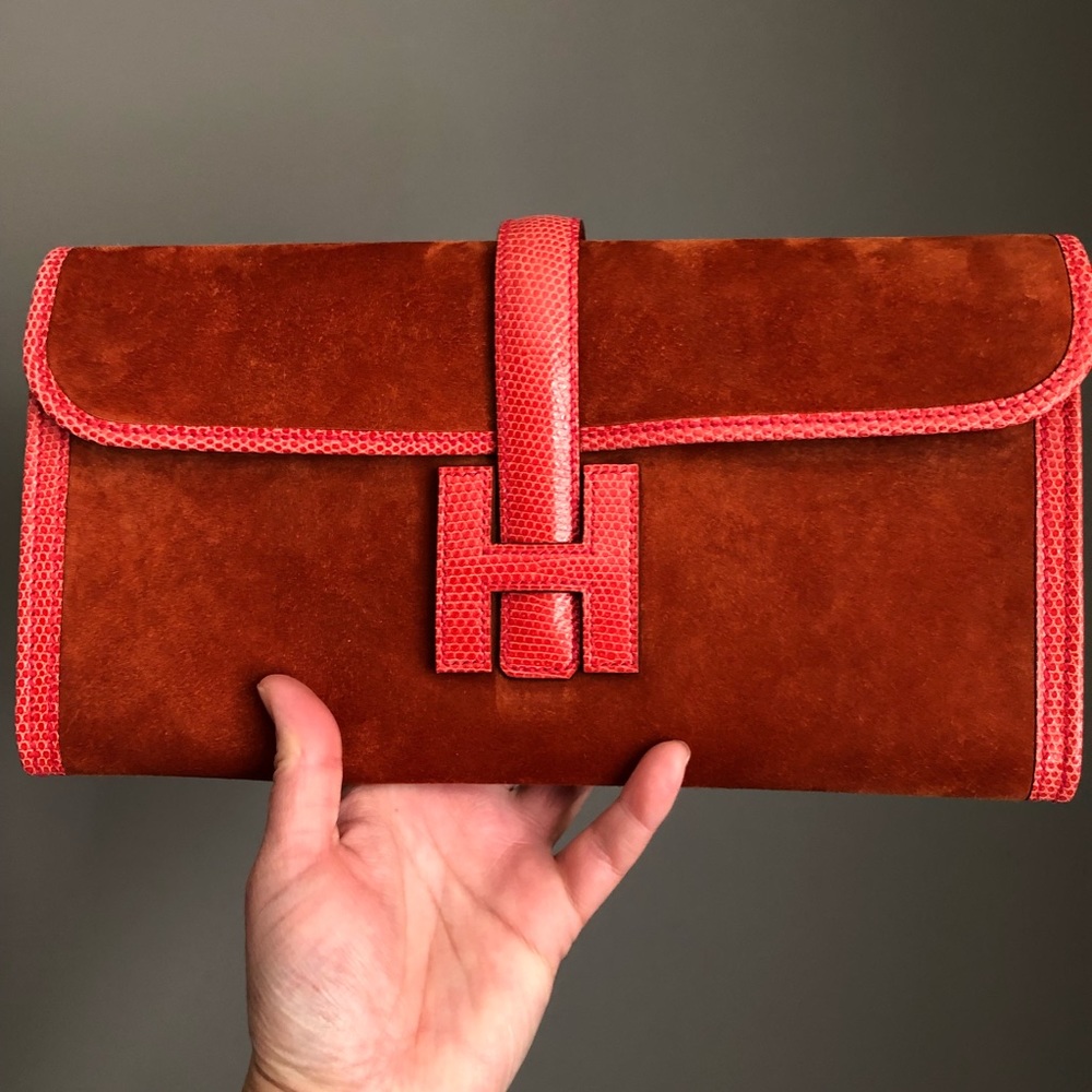 Hermès suede lizard trim elan 29 jige